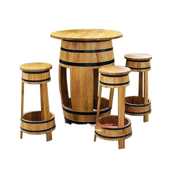 Oak table + 4 bar stools 3